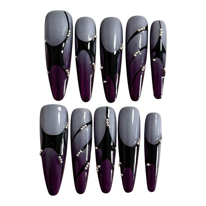 ETERNITY'C Handmade Custom Purple Cyber Pressed On Wearable Nails T4985