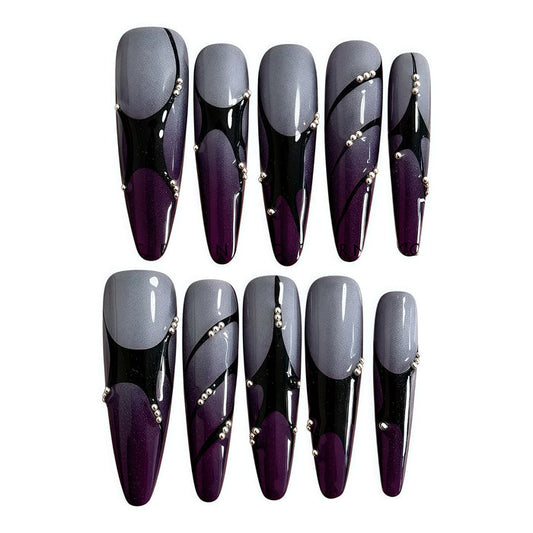 ETERNITY'C Handmade Custom Purple Cyber Pressed On Wearable Nails T4985