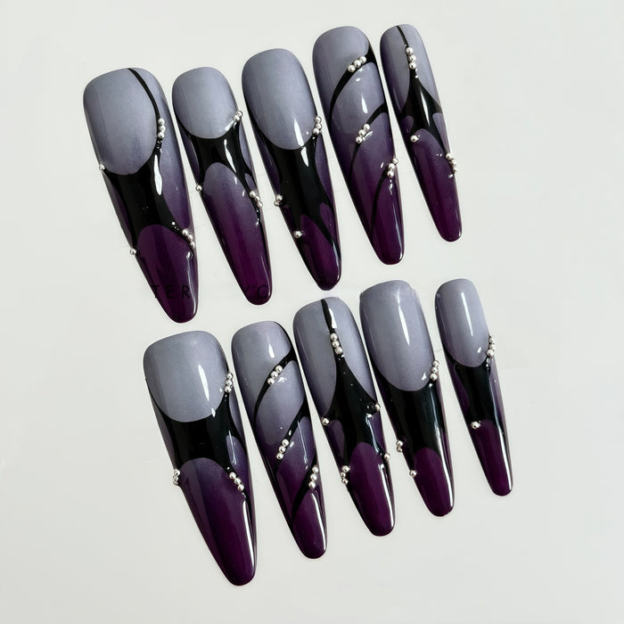 ETERNITY'C Handmade Custom Purple Cyber Pressed On Wearable Nails T4985