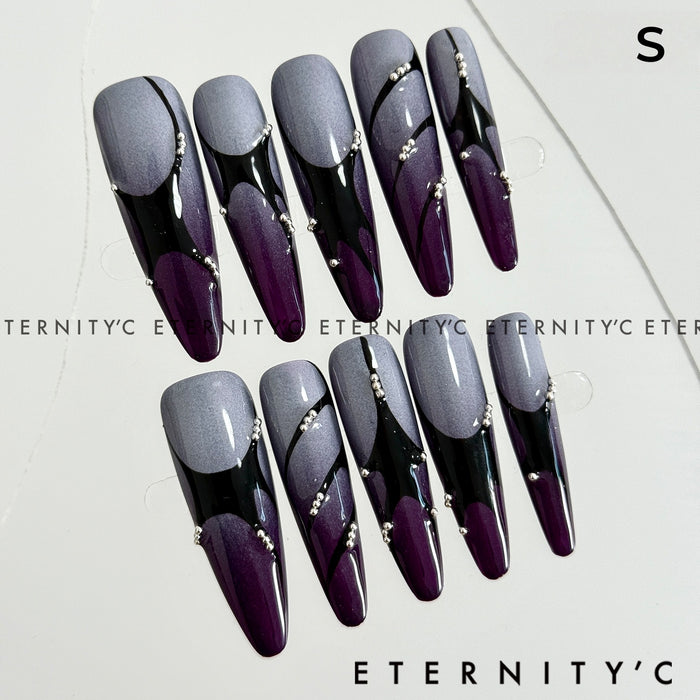 ETERNITY'C Handmade Custom Purple Cyber Pressed On Wearable Nails T4985