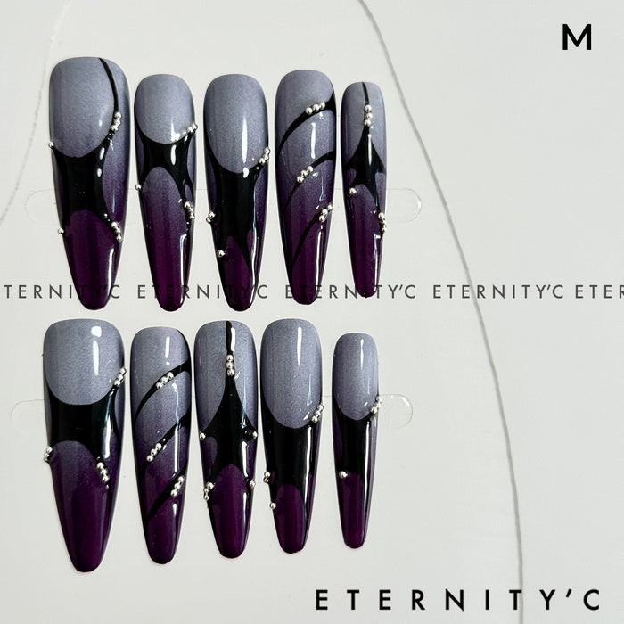 ETERNITY'C Handmade Custom Purple Cyber Pressed On Wearable Nails T4985