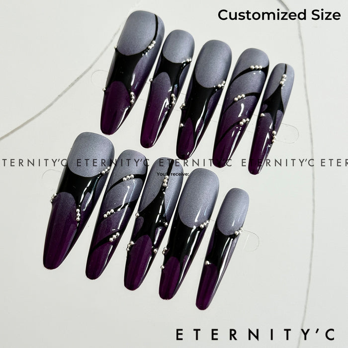 ETERNITY'C Handmade Custom Purple Cyber Pressed On Wearable Nails T4985
