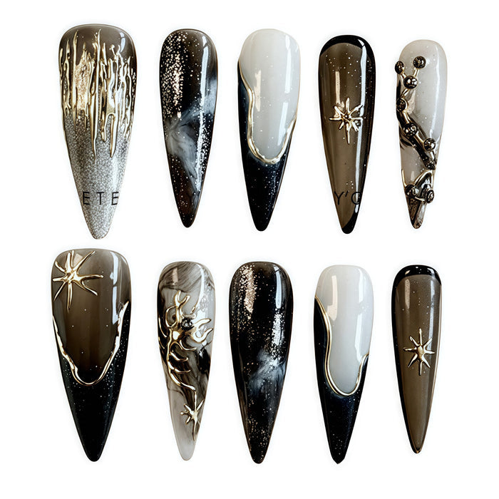 ETERNITY'C Handmade Custom Scorpion Cloud Pressed On Wearable Nails T5003