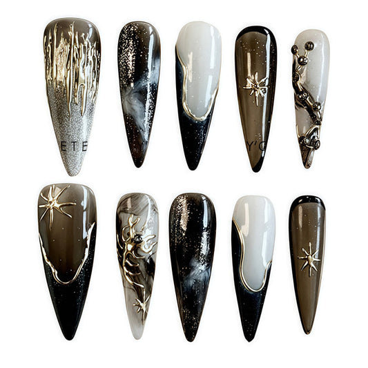 ETERNITY'C Handmade Custom Scorpion Cloud Pressed On Wearable Nails T5003