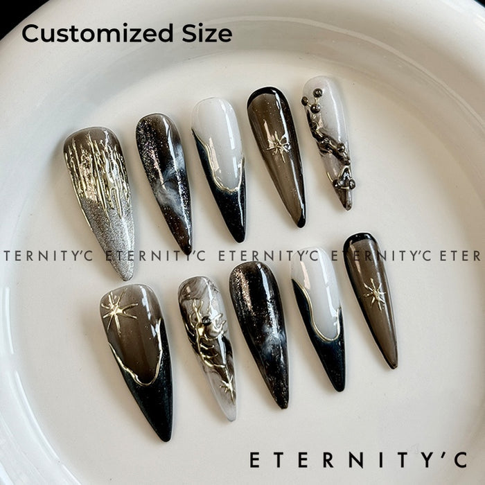 ETERNITY'C Handmade Custom Scorpion Cloud Pressed On Wearable Nails T5003