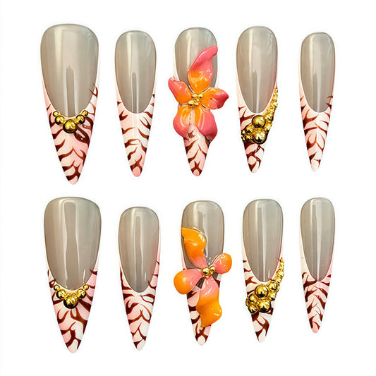 ETERNITY'C Handmade Custom Secret Garden Pressed On Wearable Nails T5008