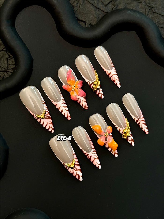 ETERNITY'C Handmade Custom Secret Garden Pressed On Wearable Nails T5008