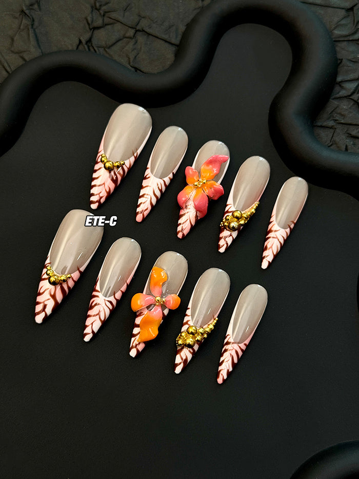 ETERNITY'C Handmade Custom Secret Garden Pressed On Wearable Nails T5008