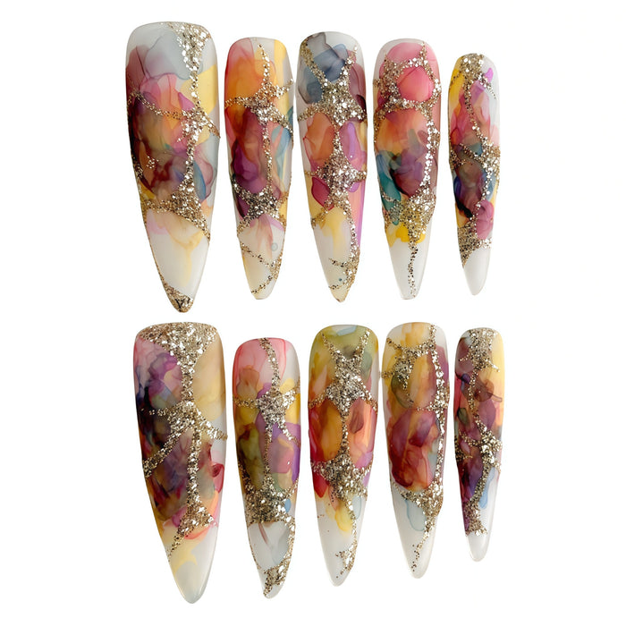 ETERNITY'C Handmade Custom Starlight Van Gogh Pressed On Wearable Nails T4991