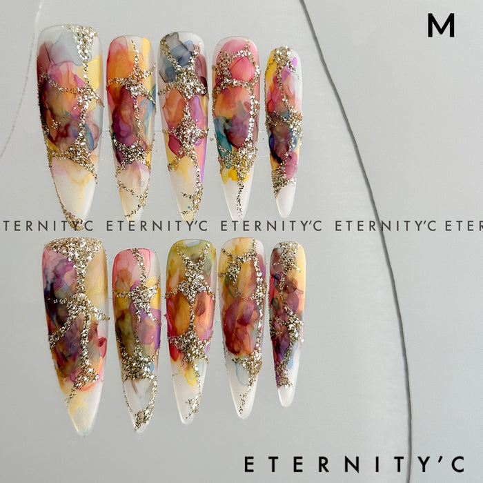 ETERNITY'C Handmade Custom Starlight Van Gogh Pressed On Wearable Nails T4991