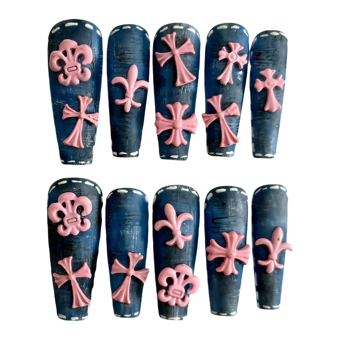 ETERNITY'C Handmade Custom Sweetheart Party Pressed On Wearable Nails T4986