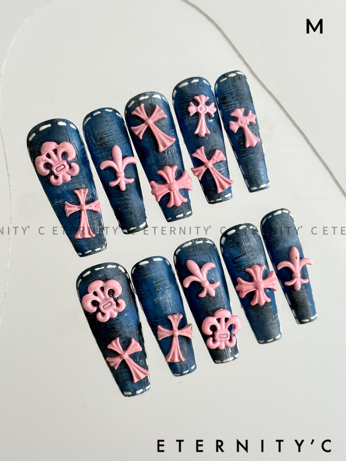 ETERNITY'C Handmade Custom Sweetheart Party Pressed On Wearable Nails T4986