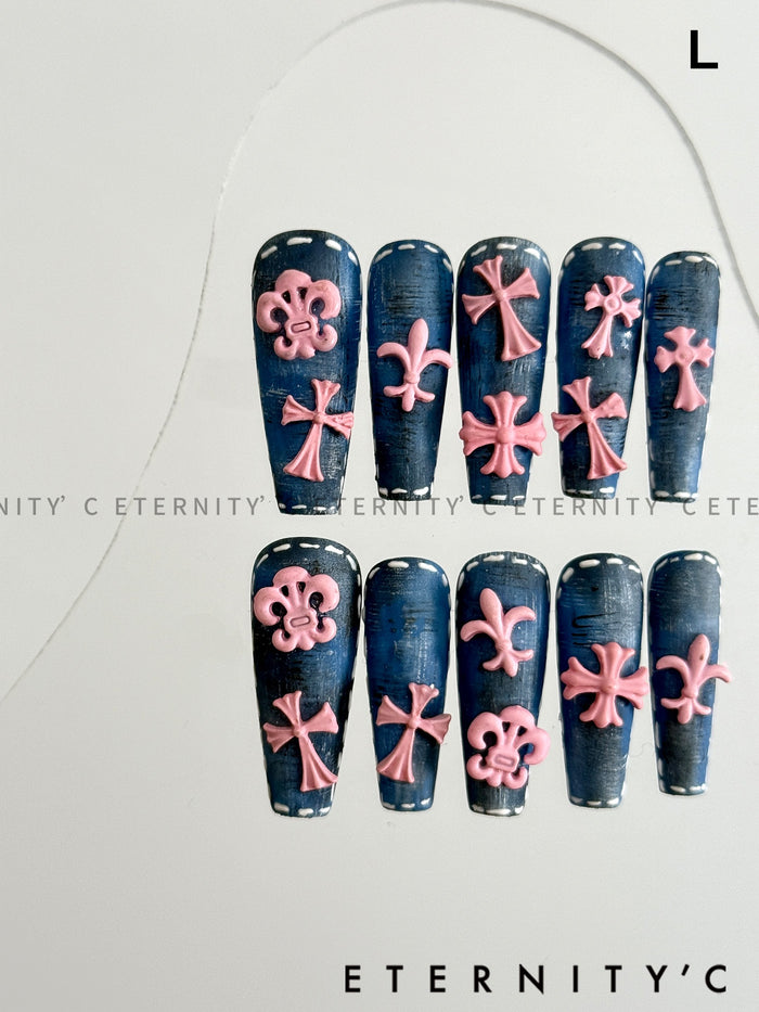 ETERNITY'C Handmade Custom Sweetheart Party Pressed On Wearable Nails T4986