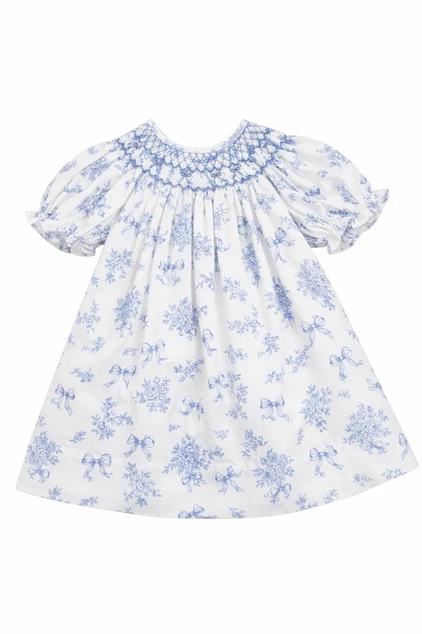 Evelyn Wht/Blue Floral Dress