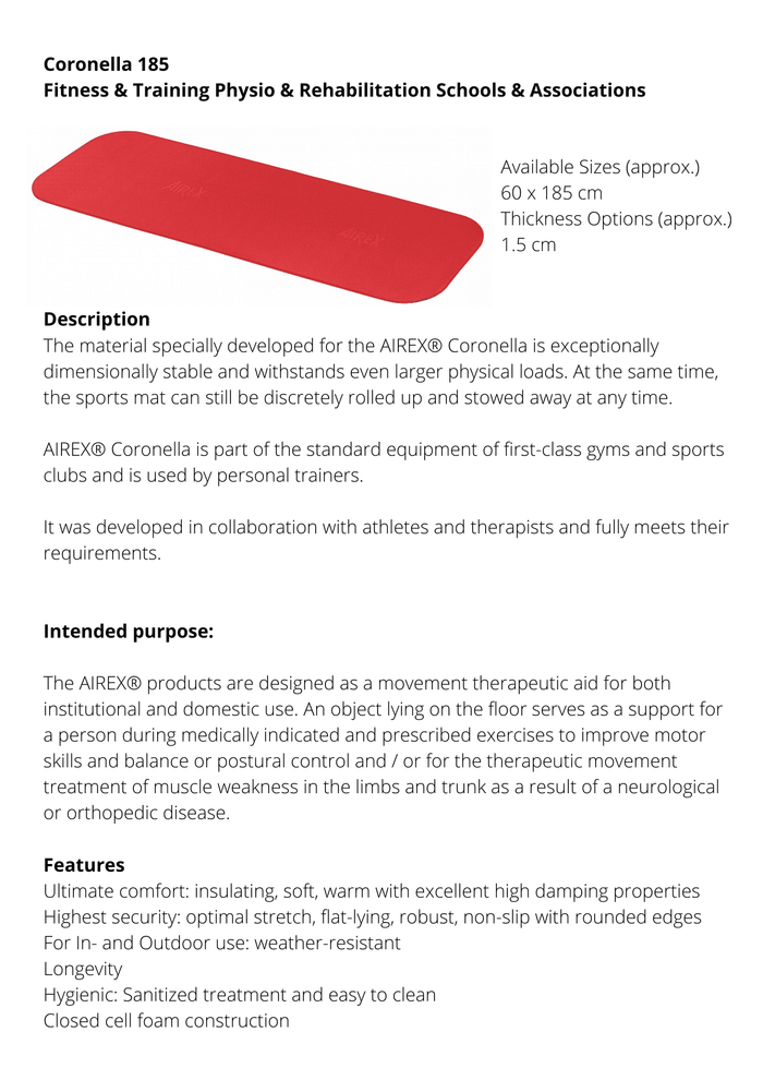 Exercise Mat 185cm | Airex Coronella
