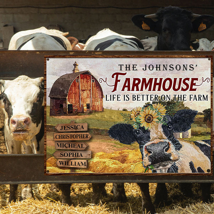 Farm Cattle Metal Signs Farmhouse Life Is Better On The Farm Custom Classic Metal Signs-CUSTOMOMO