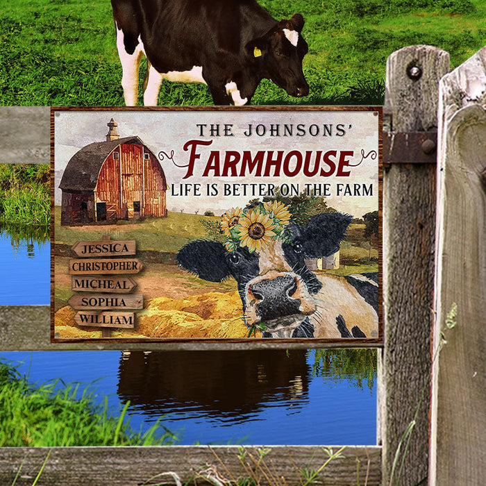 Farm Cattle Metal Signs Farmhouse Life Is Better On The Farm Custom Classic Metal Signs-CUSTOMOMO