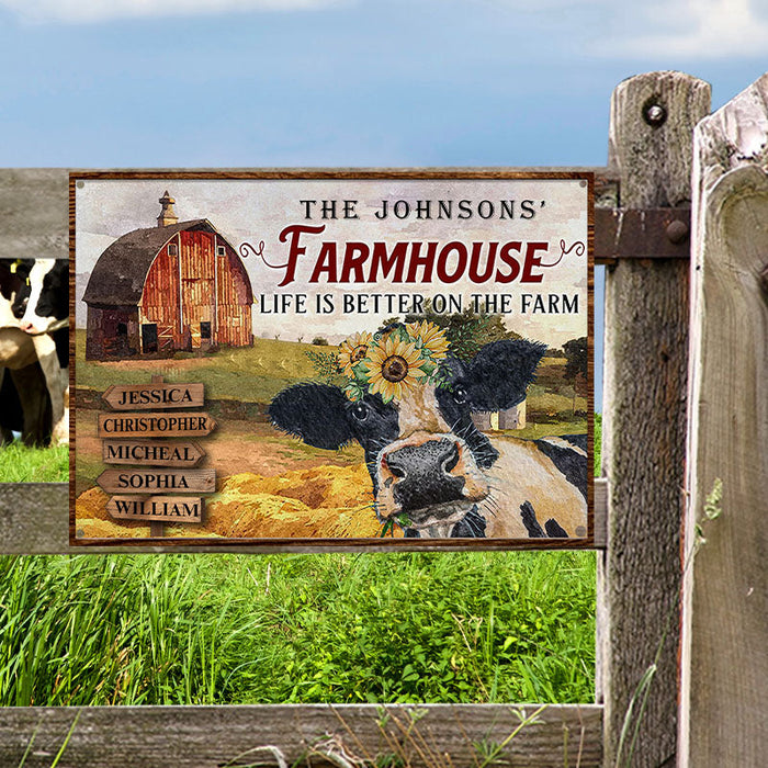 Farm Cattle Metal Signs Farmhouse Life Is Better On The Farm Custom Classic Metal Signs-CUSTOMOMO