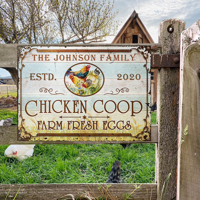 Farm Chicken Coop Fresh Eggs Custom Classic Metal Signs, Farm Sign, Chicken Coop, Farm Decor-CUSTOMOMO