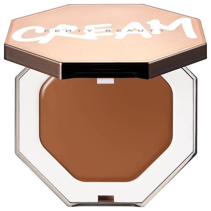Fenty Beauty Cheeks Out Freestyle Cream Bronzer in various shades, new in box, showing the compact with cream formula and brand logo.