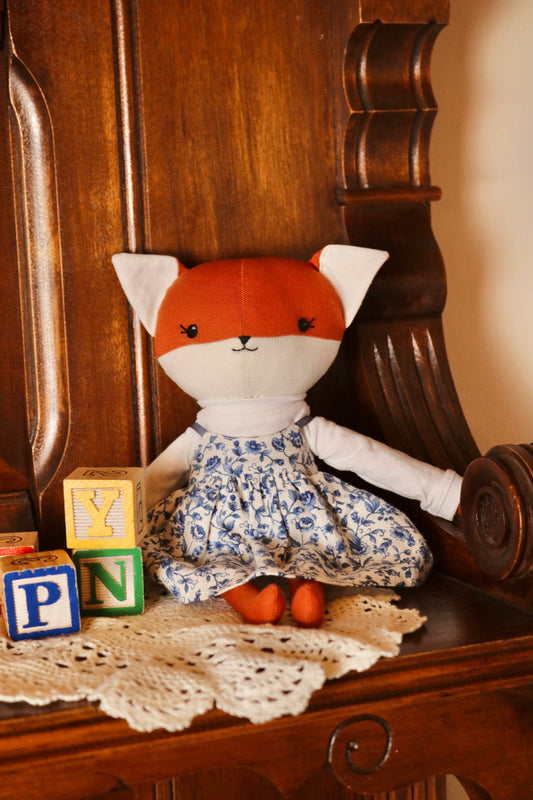 Fern the Fox - Blue Floral Pinafore