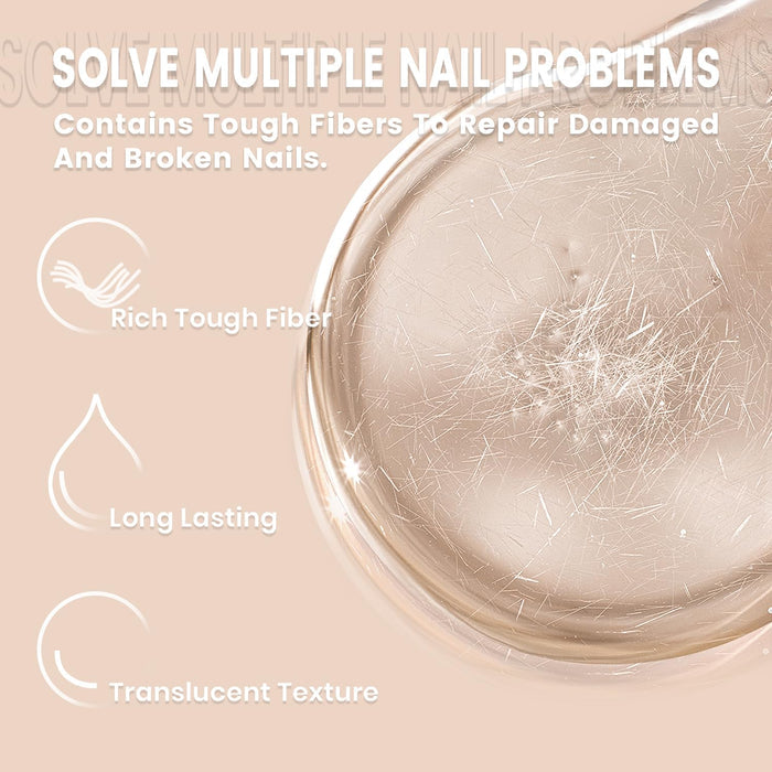 Fiber repair gel polish save broken nails before repair after repair thin brittle easy-to-break nails reinforced long-lasting unbreakable