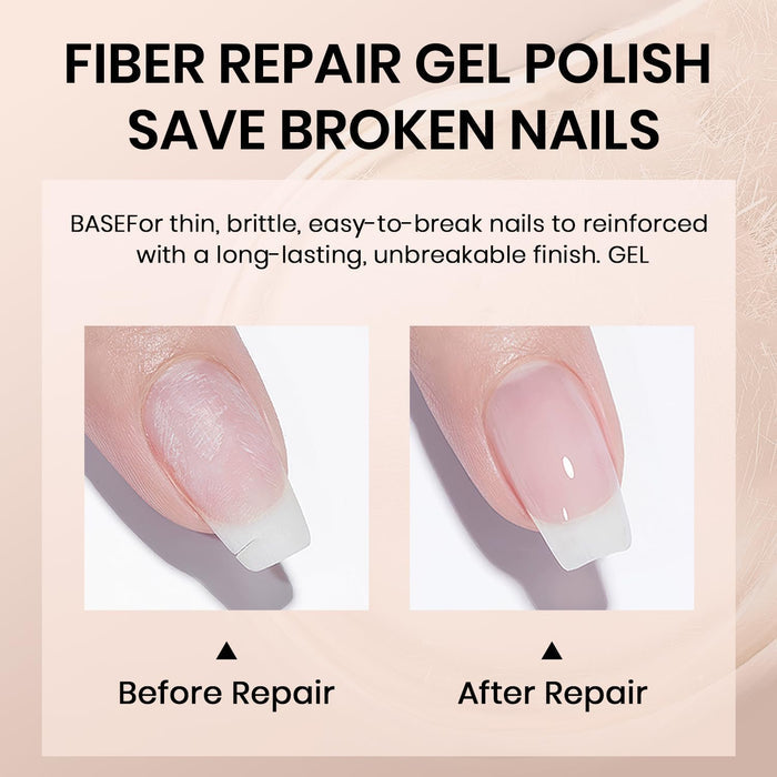 Fiber glass rubber base gel nail strengthener builder repair before after damaged nails reconstruction