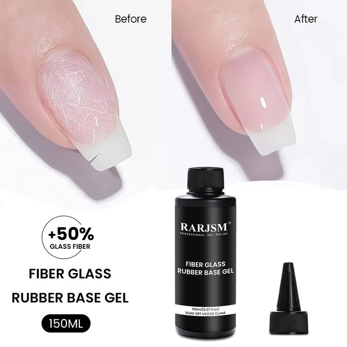 Fiber Glass Rubber Base Gel before after repair broken nails damaged nails reconstruction fast building reinforcement