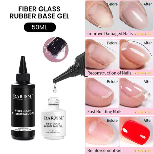 Fiber Glass Rubber Base Gel 50ml - Strengthening Nail Extension Builder