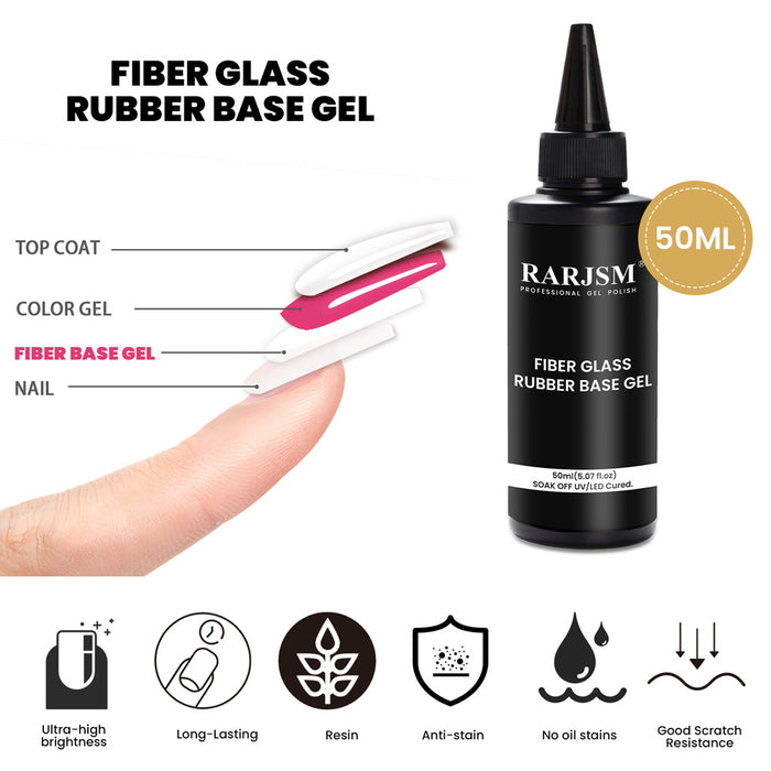 Fiber Glass Rubber Base Gel application tutorial top coat color gel fiber base gel nail layer structure