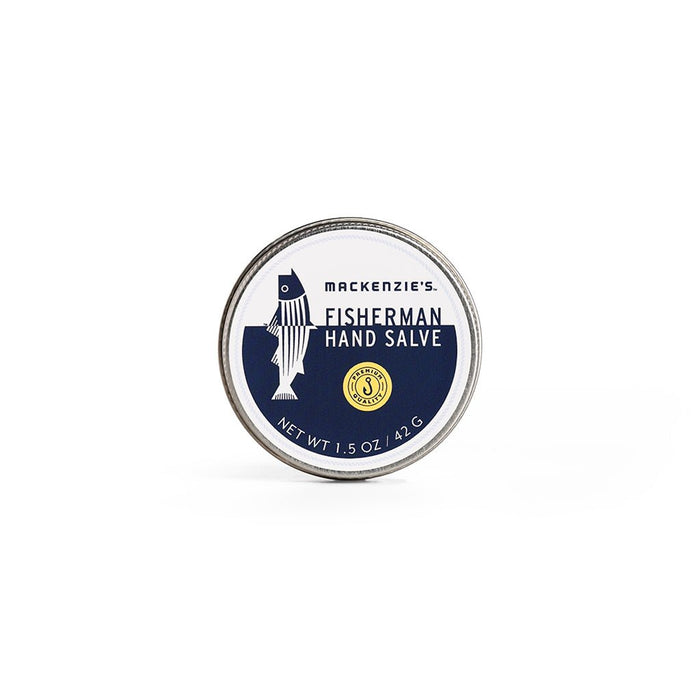 Mackenzie's Fisherman Hand Salve tin on a white background