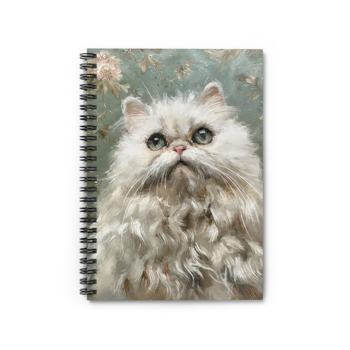 Fluffy White Persian Cat Spiral Notebook – Ruled Journal for Cat Lovers
