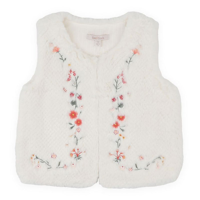 Fox & Finch Orchard Bloom Embroidered Faux Fur Vest