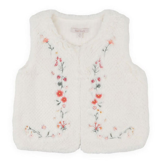 Fox & Finch Orchard Bloom Embroidered Faux Fur Vest