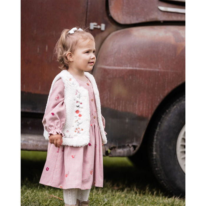 Fox & Finch Orchard Bloom Embroidered Faux Fur Vest