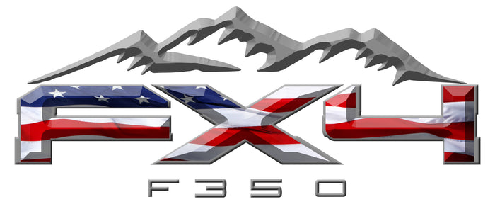 FX4 F350 Mountains American Flag 3D Vinyl Decal Fits All Makes and Models