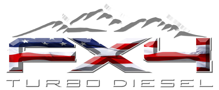 FX4 Turbo Diesel Mountains American Flag 3D Vinyl Decal Fits All Makes and Models