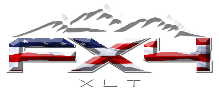 FX4 XLT Mountains American Flag 3D Vinyl Decal Fits All Makes and Models