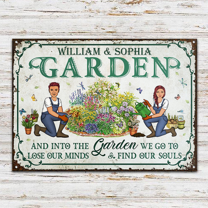 Garden Couples Find Our Souls - Gift For Couples - Personalized Custom Classic Metal Signs-CUSTOMOMO