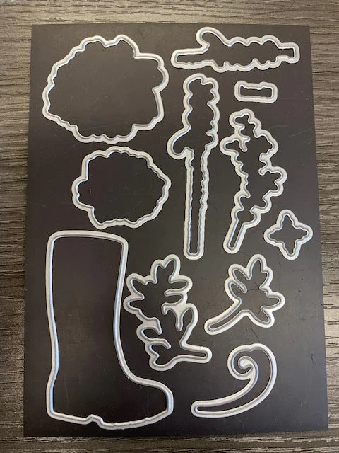 Gina K. Designs - Stamp &amp; Die Set - Wishing You Well. Wishing You Well is a stamp and set by Lisa Hetrick. This set is made of premium clear photopolymer and measures 6" X 8". Made in the USA. Available at Embellish Away located in Bowmanville Ontario Canada.