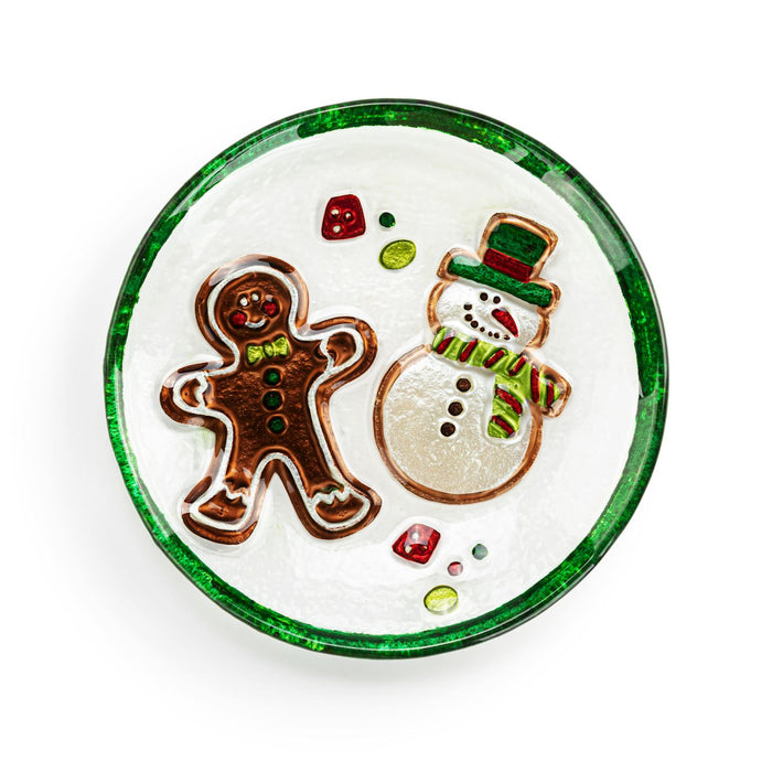 Gingerbread and Snowman Round Plate
