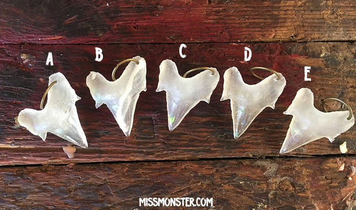 GLOW IN THE DARK URETHANE FOSSIL SHARK TOOTH PENDANT- SMALL