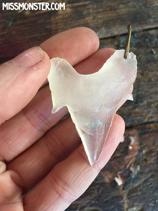 GLOW IN THE DARK URETHANE FOSSIL SHARK TOOTH PENDANT- SMALL