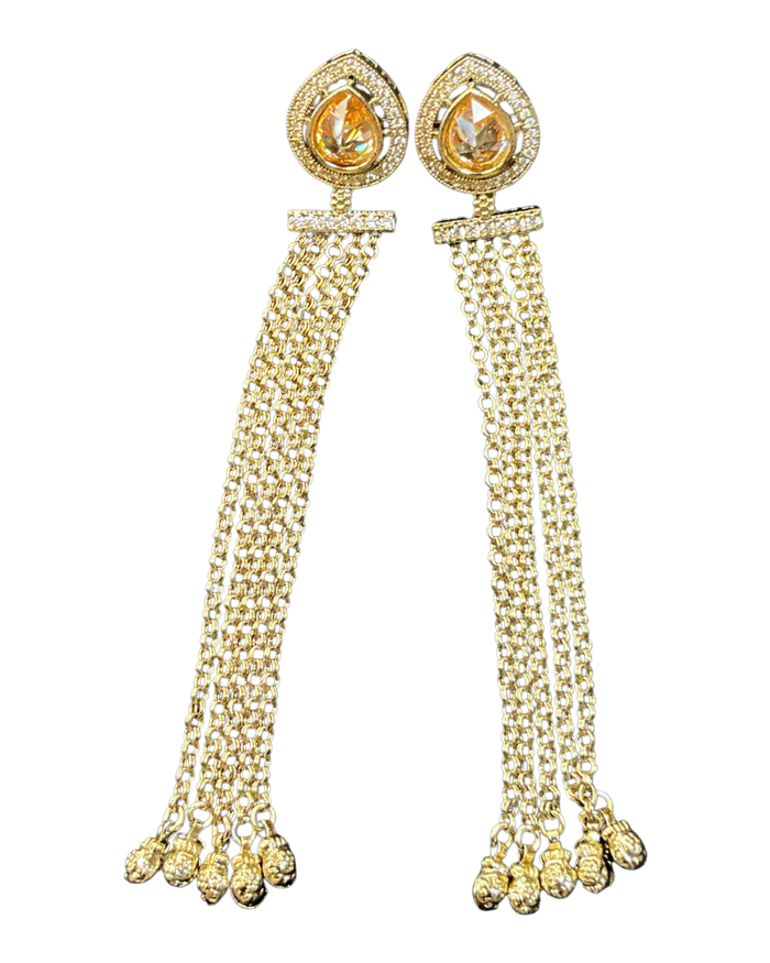 Gold - Medium - Antique Gold Finish Traditional Earrings - Bollywood - Weddings - 15ER679 07P26