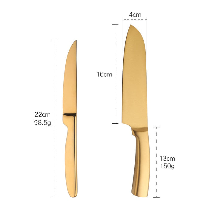 Gold Kitchen Knives Set
