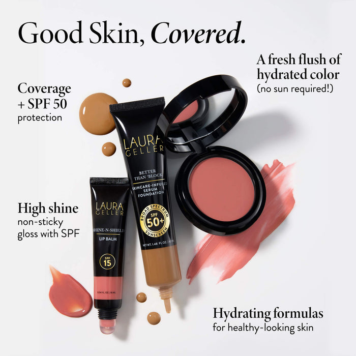 Good Skin SPF Kit product benefits with textures