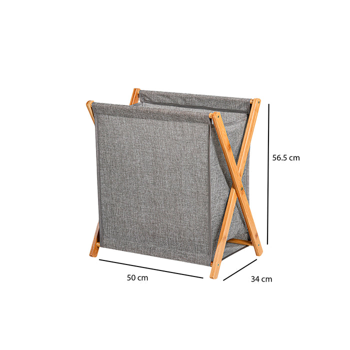 Gray Bamboo Laundry Basket