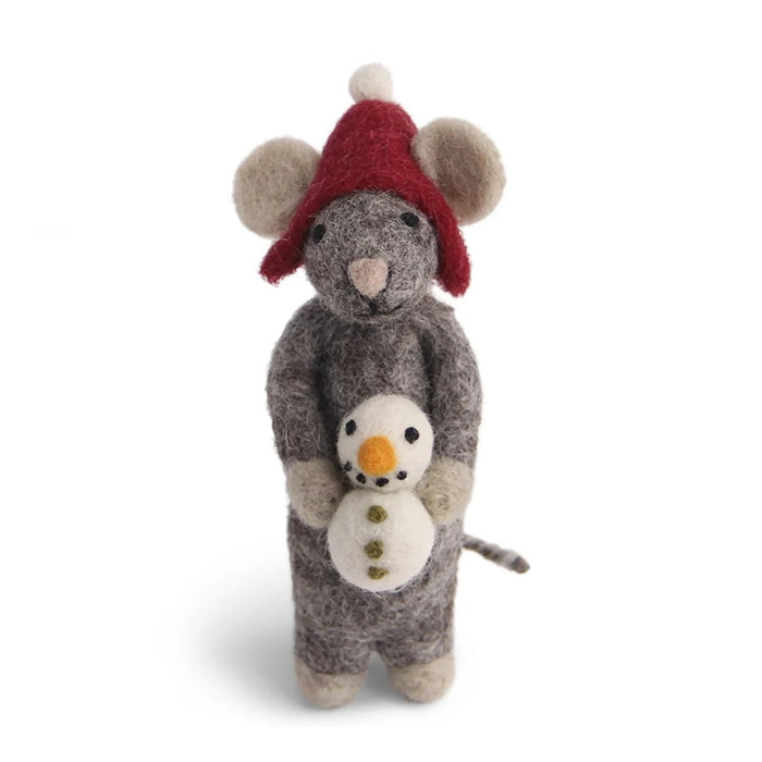 Grey Mouse With Snowman Ornament Eleish Van Breems Home