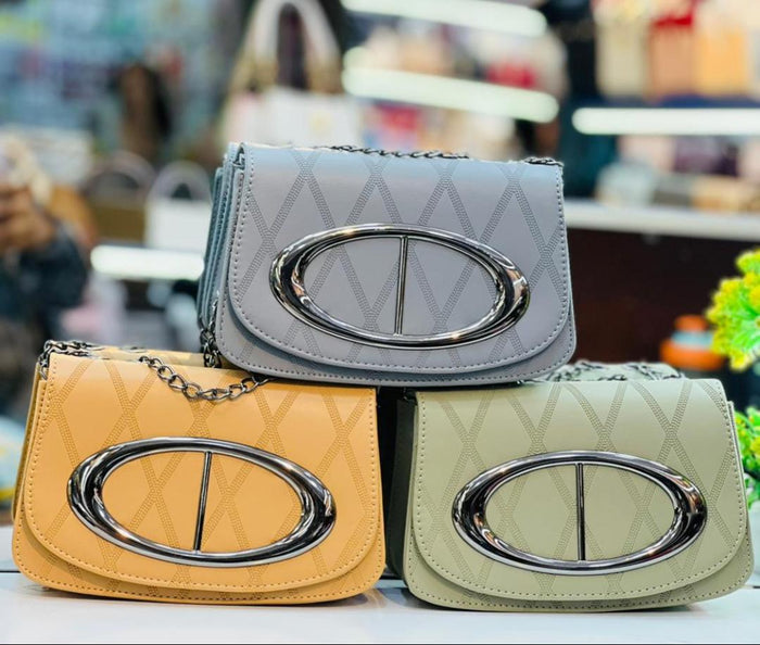 Grey Quilted Chain Crossbody Bag
