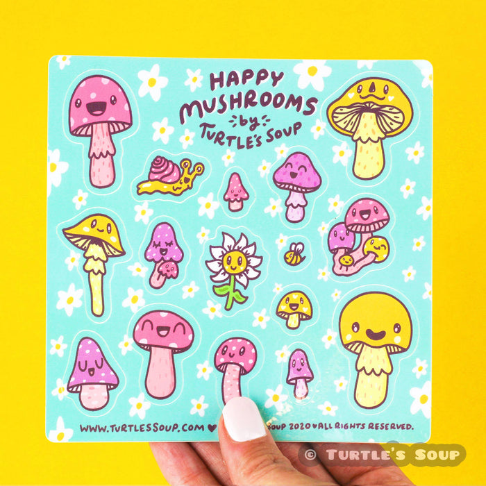 Happy Little Mushrooms Vinyl Sticker Sheet